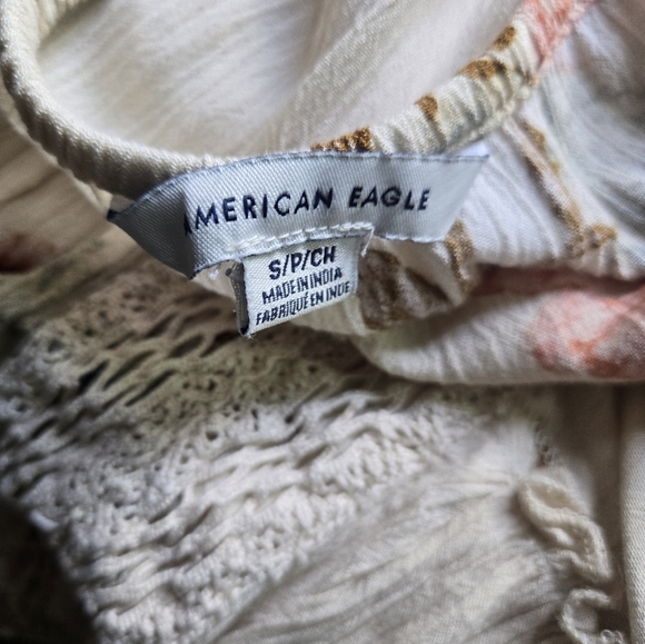 American Eagle Outfitters Pink and Cream Tank Top with Vintage-Inspired Design - Picture 3 of 5